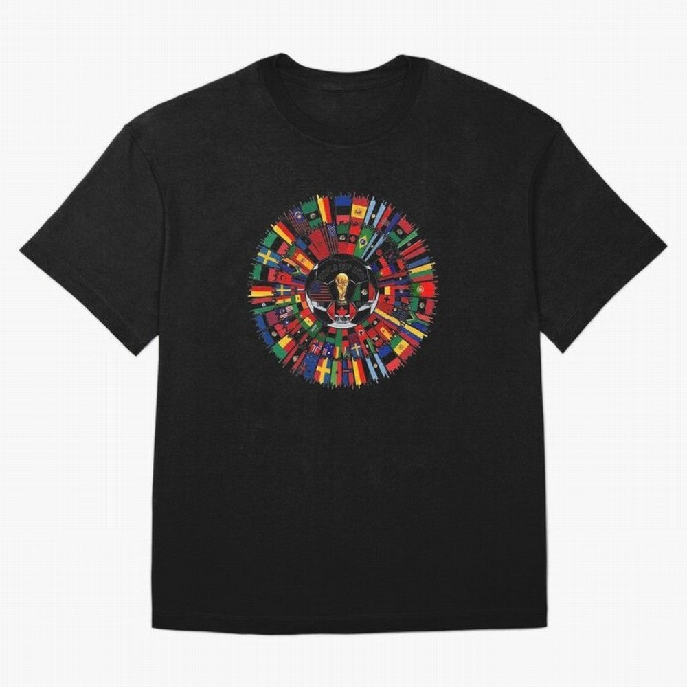 Vibrant 2026 World Cup International Flag Splash Classic T-Shirt Upgrade the FIFA World Cup 2026 Group Stage Journey through Neymar Highlights, Spain Pride, Vintage Soccer Flavor, Modern Football Stars, National Flags and Final Night Emotion; Made