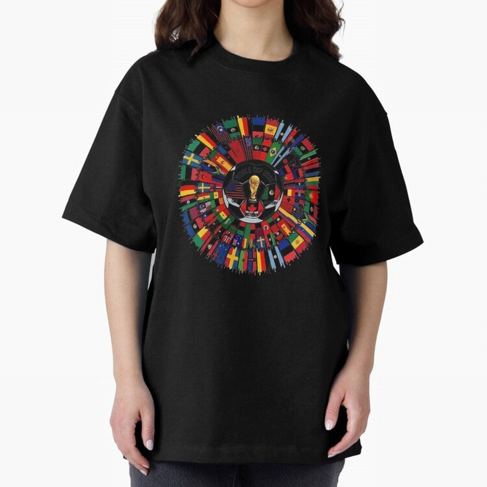 Vibrant 2026 World Cup International Flag Splash Classic T-Shirt Upgrade the FIFA World Cup 2026 Group Stage Journey through Neymar Highlights, Spain Pride, Vintage Soccer Flavor, Modern Football Stars, National Flags and Final Night Emotion; Made