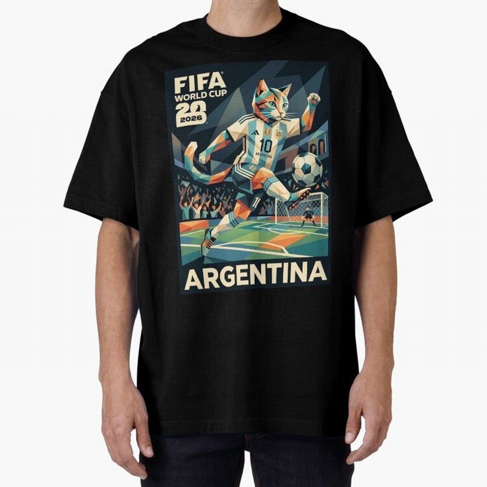 Argentina Cat World Cup 2026 ¨C Geometric Football Art Classic T-Shirt Bring World Football Passion into the FIFA World Cup 2026 Journey through Cristiano Ronaldo Highlights, England and Germany Pride, Stadium Memories, Football Loyalty,