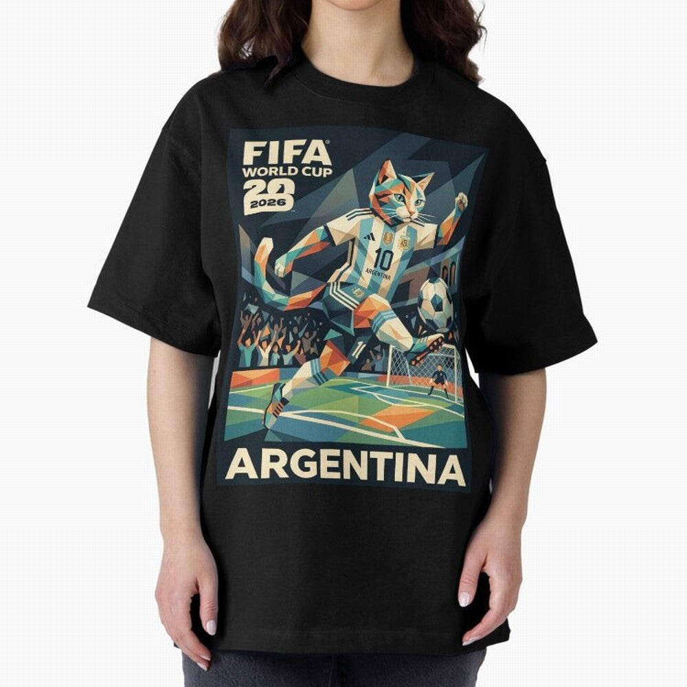 Argentina Cat World Cup 2026 ¨C Geometric Football Art Classic T-Shirt Bring World Football Passion into the FIFA World Cup 2026 Journey through Cristiano Ronaldo Highlights, England and Germany Pride, Stadium Memories, Football Loyalty,