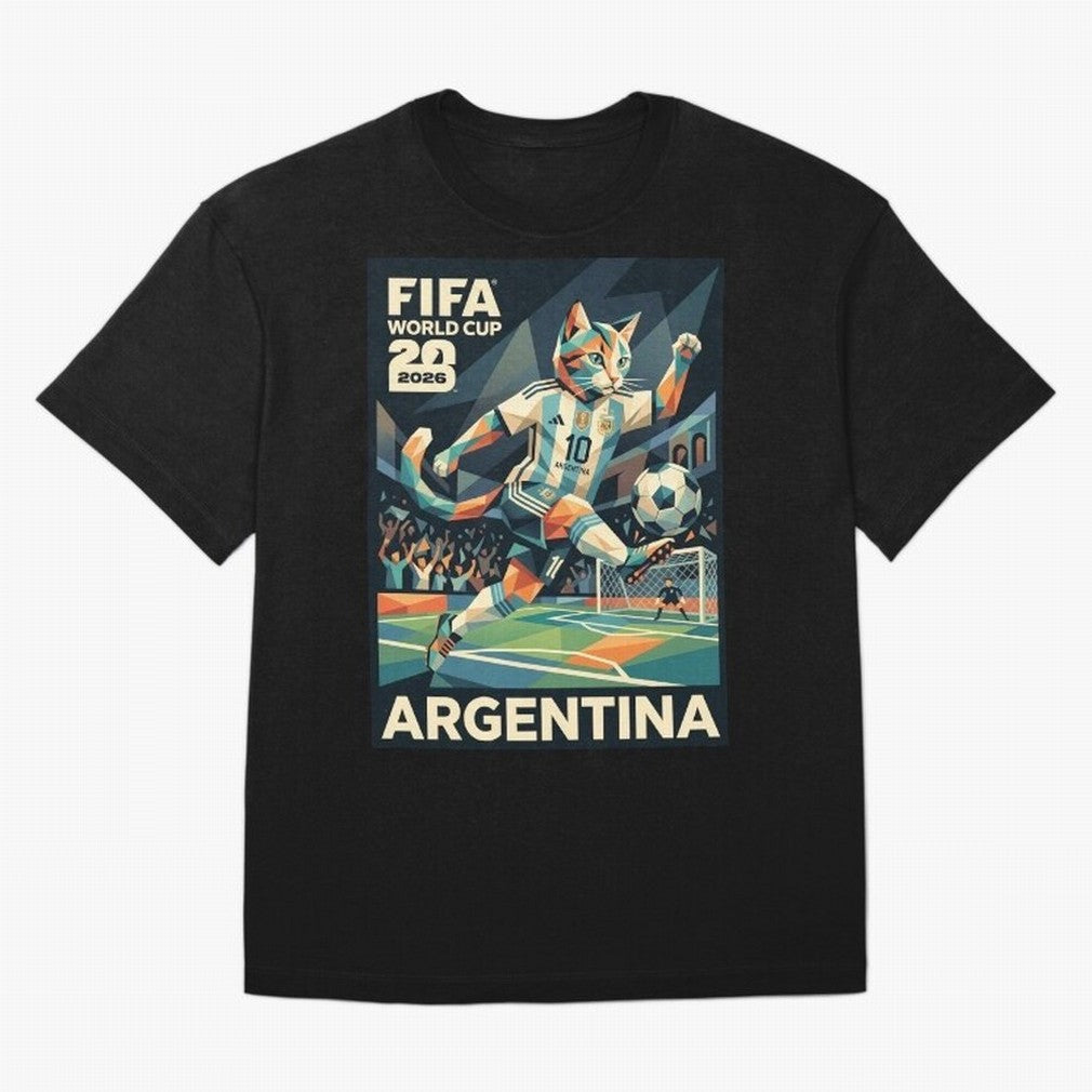 Argentina Cat World Cup 2026 ¨C Geometric Football Art Classic T-Shirt Bring World Football Passion into the FIFA World Cup 2026 Journey through Cristiano Ronaldo Highlights, England and Germany Pride, Stadium Memories, Football Loyalty,