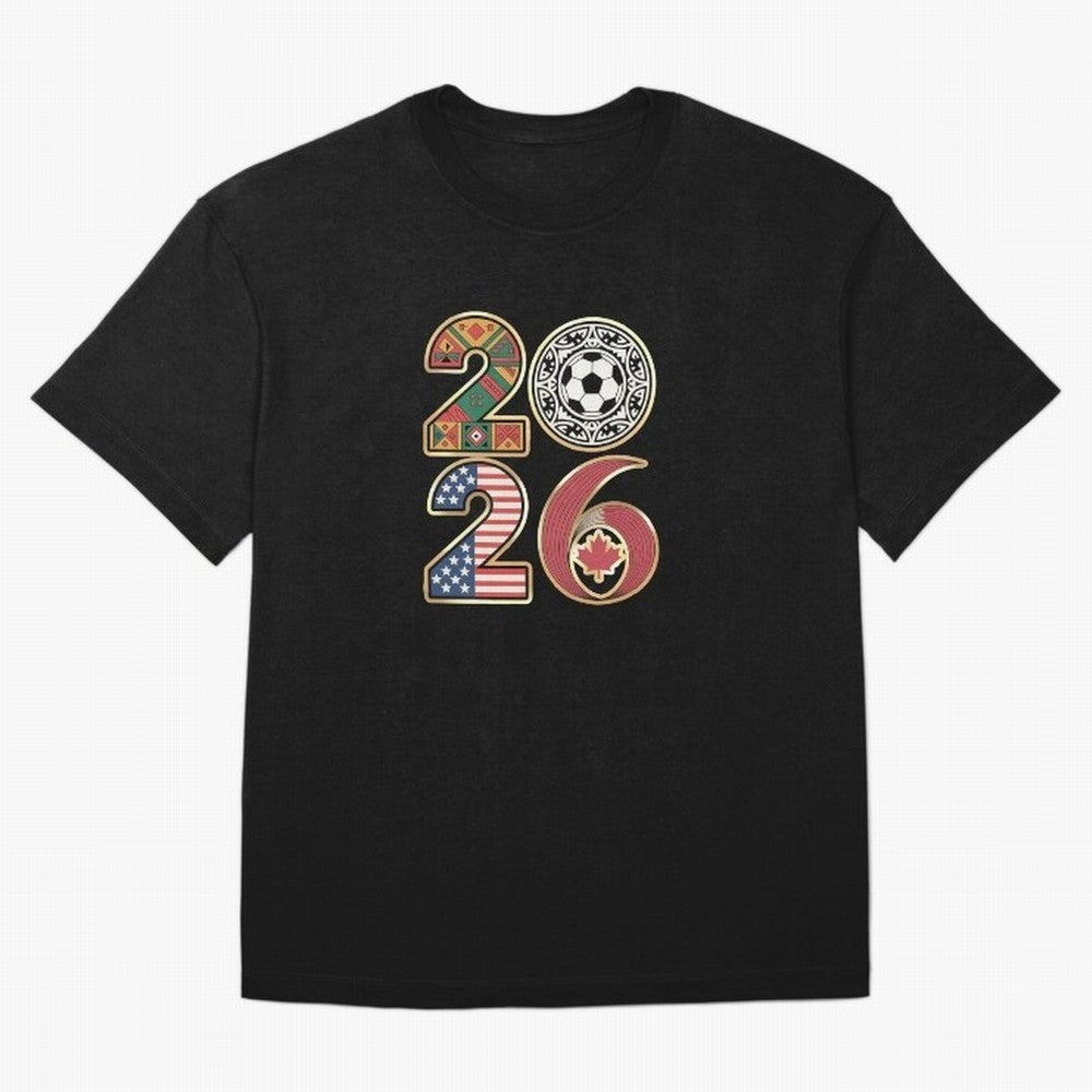 2026 Football Countries Design ¨C USA, Canada & Mexico Inspired Art Oversized T-Shirt Bring Supporter Culture to Match Day Hype around FIFA World Cup 2026 USA Canada Mexico, Mbappe and Neymar, Spain, Match Day Excitement, Supporter Culture, Golden