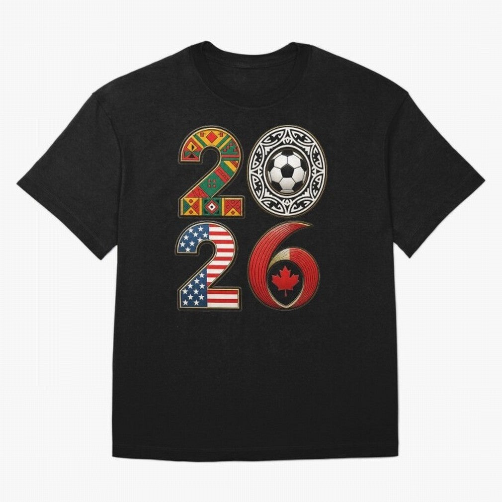 United 2026 Soccer Fan - North America Host Countries Oversized T-Shirt Bring International Match Energy to FIFA World Cup 2026 Group Stage Filled with Haaland, Argentina Energy, Vintage Soccer Flavor, Modern Football Stars, National Flags and