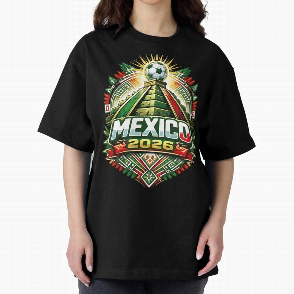 Mexico Soccer 2026 Art Oversized T-Shirt Carry the Dream of FIFA World Cup 2026 USA Canada Mexico for Fans of Cristiano Ronaldo, Haaland and CR7 and Argentina and Brazil, Bringing Retro Football Energy, Iconic Rivalries, Trophy Chase Drama and