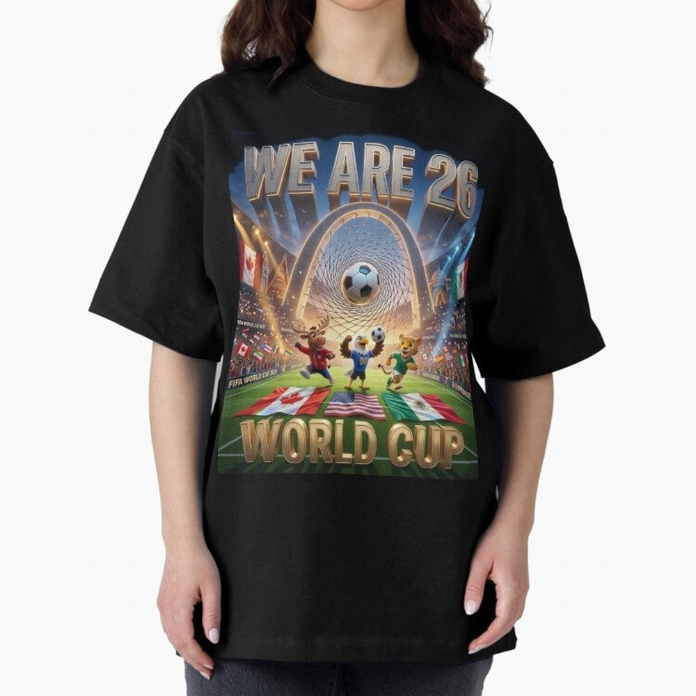World cup 2026 Oversized T-Shirt Bring World Football Passion into FIFA World Cup 2026 USA Canada Mexico Featuring Cristiano Ronaldo, England Energy, Goal Celebration Energy, Supporter Heritage, Football Icons and Worldwide Tournament Joy; Perfect