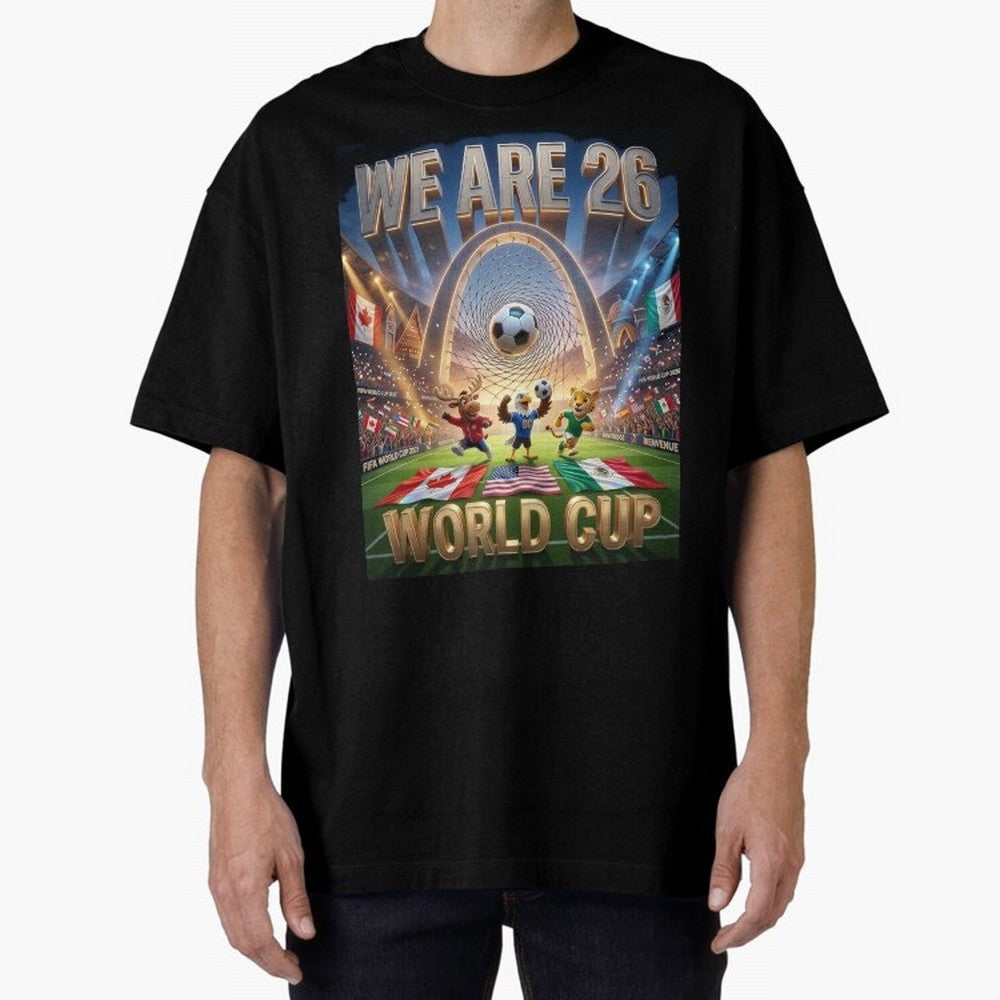 World cup 2026 Oversized T-Shirt Bring World Football Passion into FIFA World Cup 2026 USA Canada Mexico Featuring Cristiano Ronaldo, England Energy, Goal Celebration Energy, Supporter Heritage, Football Icons and Worldwide Tournament Joy; Perfect