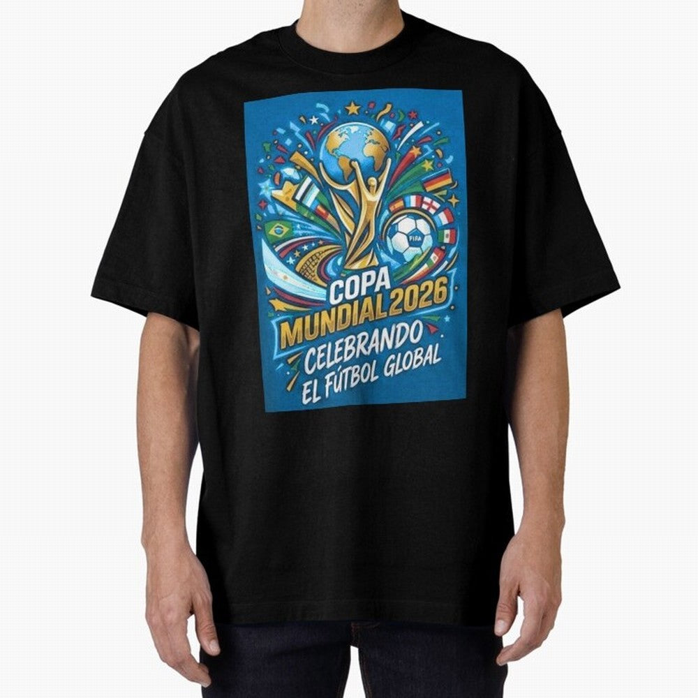 World Cup Oversized T-Shirt Honor Football Greatness during Match Day Hype around FIFA World Cup 2026, CR7 and Messi, Portugal, Vintage Soccer Flavor, Modern Football Stars, National Flags and Final Night Emotion; Ideal for Football Dads, Football