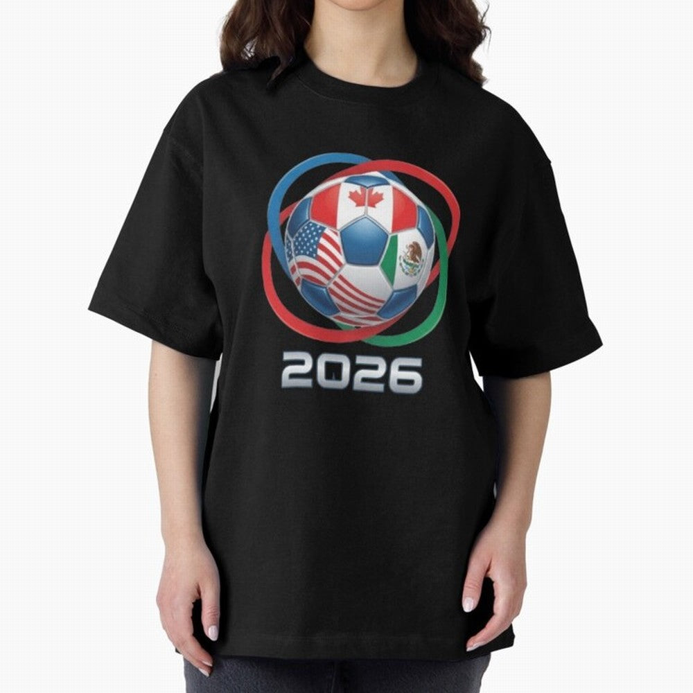 3D Realistic World Cup 2026 Soccer Ball with Rings Oversized T-Shirt Create FIFA World Cup 2026 for Fans of Neymar and England, Bringing Game Day Rituals, Football Legends, Country Pride and the Road to the Final; Perfect for People Who Love