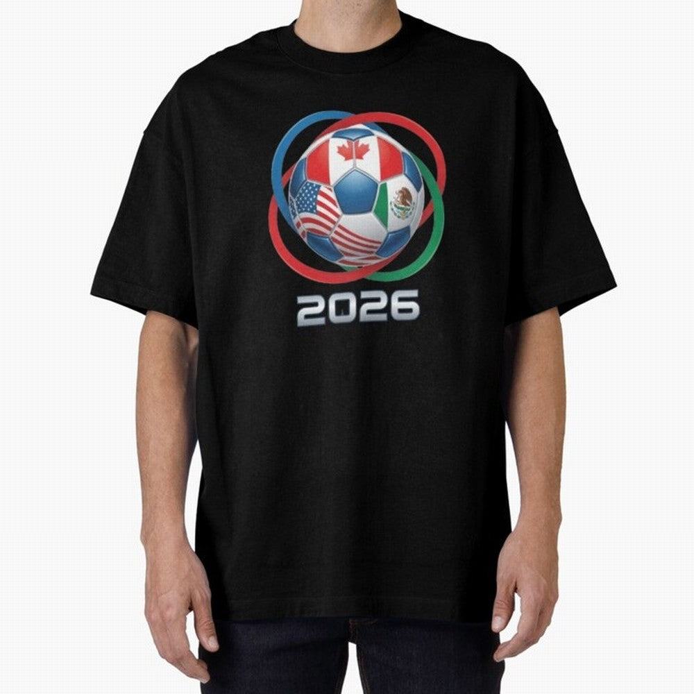 3D Realistic World Cup 2026 Soccer Ball with Rings Oversized T-Shirt Create FIFA World Cup 2026 for Fans of Neymar and England, Bringing Game Day Rituals, Football Legends, Country Pride and the Road to the Final; Perfect for People Who Love