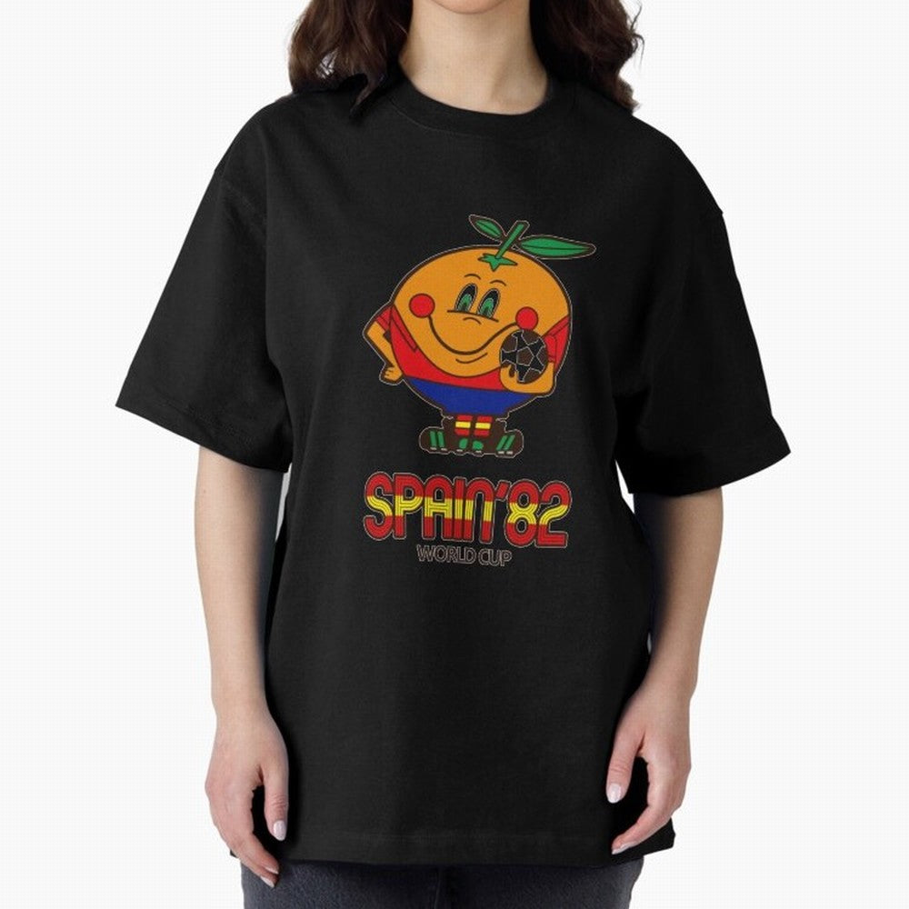 Spain 1982 World Cup- Soccer Oversized T-Shirt Celebrate the Road through FIFA World Cup 2026 Group Stage Spirit, Centered on England and Germany, CR7 and Messi, Vintage Soccer Flavor, Modern Football Stars, National Flags and Final Night Emotion;