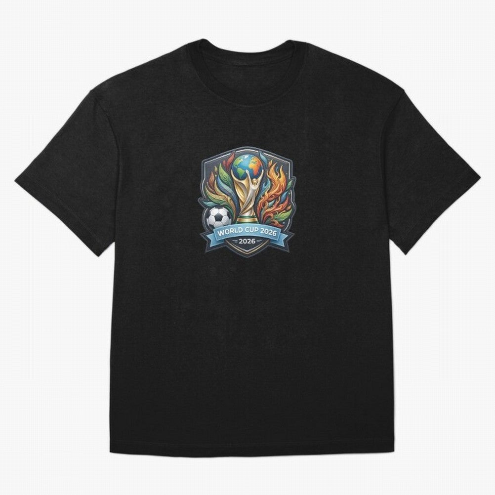 World Cup 2026 Football Crest - Retro Vintage Sticker Oversized T-Shirt Step into FIFA World Cup 2026 Group Stage Highlighting Neymar, Haaland and Cristiano Ronaldo, Brazil, Portugal and Argentina Energy, Football History, Final Match Energy, Crowd