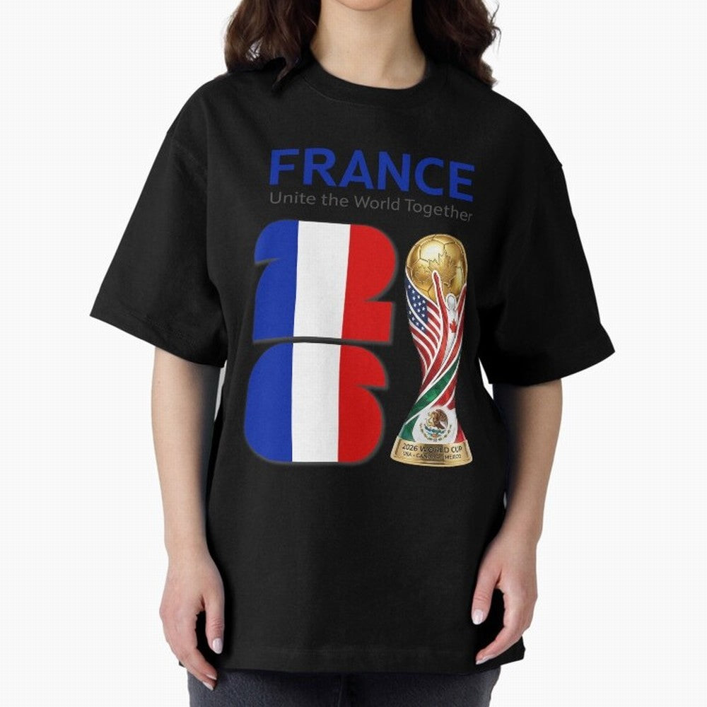 World Cup 2026, IMG 030, FRANCE 001 Oversized T-Shirt Show Love for Legendary Goals in FIFA World Cup 2026 Group Stage Spirit, Capturing England, France and Netherlands, Haaland and Mbappe, Retro Football Energy, Iconic Rivalries, Trophy Chase