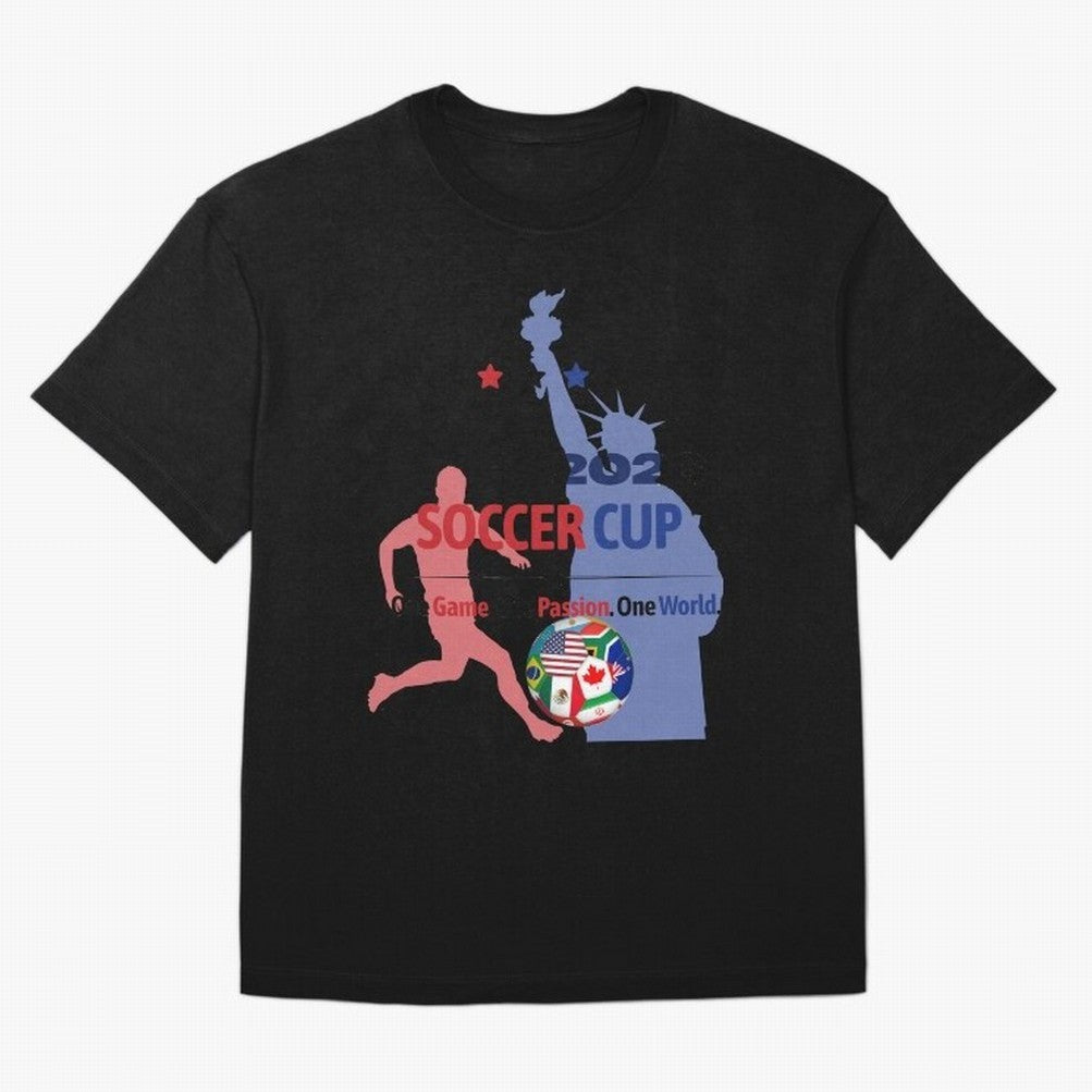 2026 Soccer Cup One Game One Passion One World Sports Fan Design Oversized T-Shirt Stand Proud for Match Day Hype around FIFA World Cup 2026, Mbappe, Spain and Netherlands, Vintage Soccer Flavor, Modern Football Stars, National Flags and Final