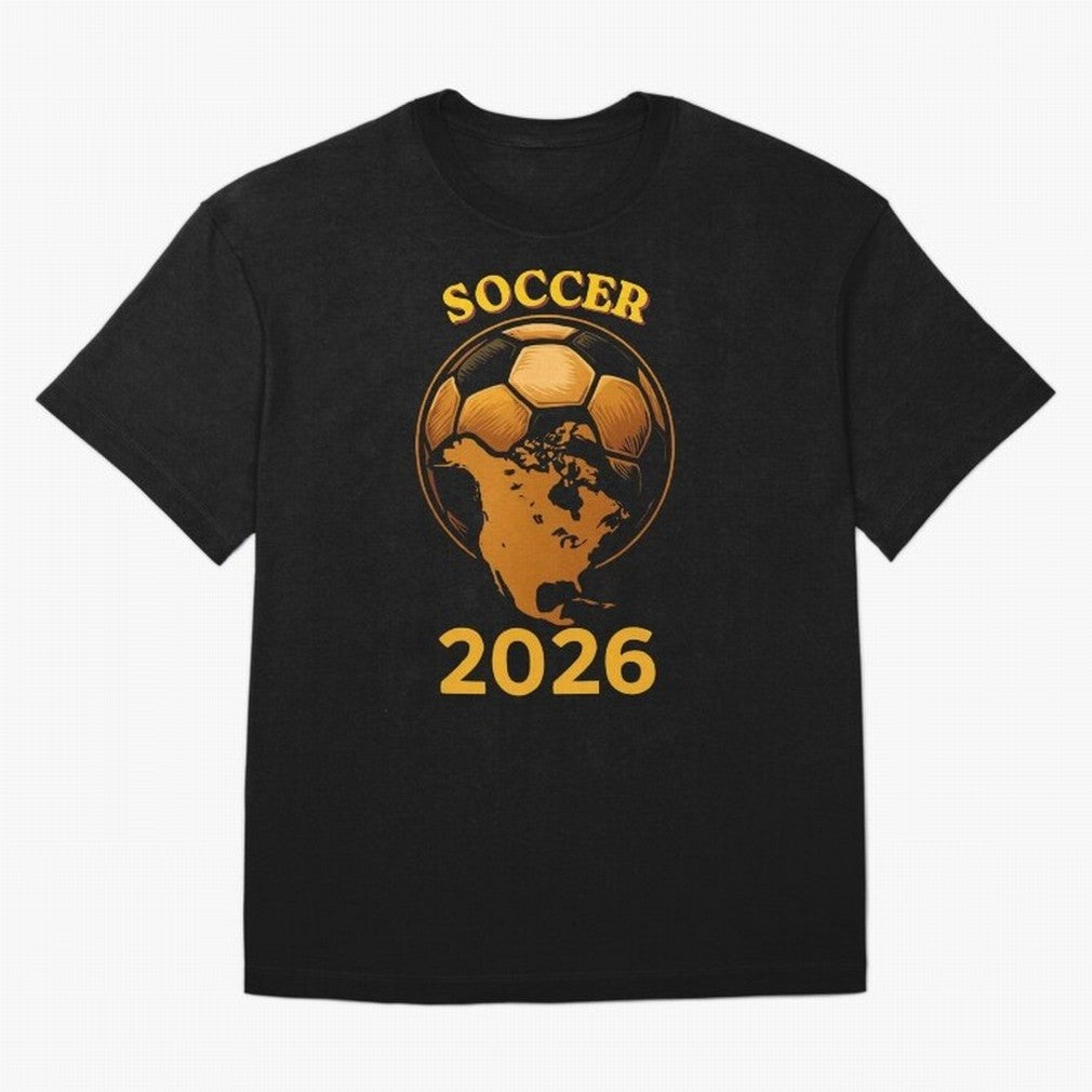 Soccer 2026 North America Football Fan Gift Shirt Oversized T-Shirt Bring Retro Soccer Energy to the FIFA World Cup 2026 USA Canada Mexico Journey through Messi, CR7 and Mbappe Highlights, Portugal, Spain and Germany Pride, Stadium Memories,