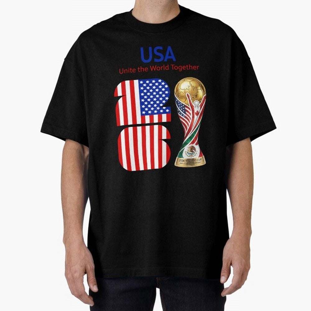 World Cup 2026, IMG 020, USA 001 Oversized T-Shirt Bring Global Tournament Vibes to FIFA World Cup 2026 for Fans of Messi and Portugal, Bringing Classic Soccer Heritage, Championship Pressure, Fan Loyalty and International Pride; Perfect for