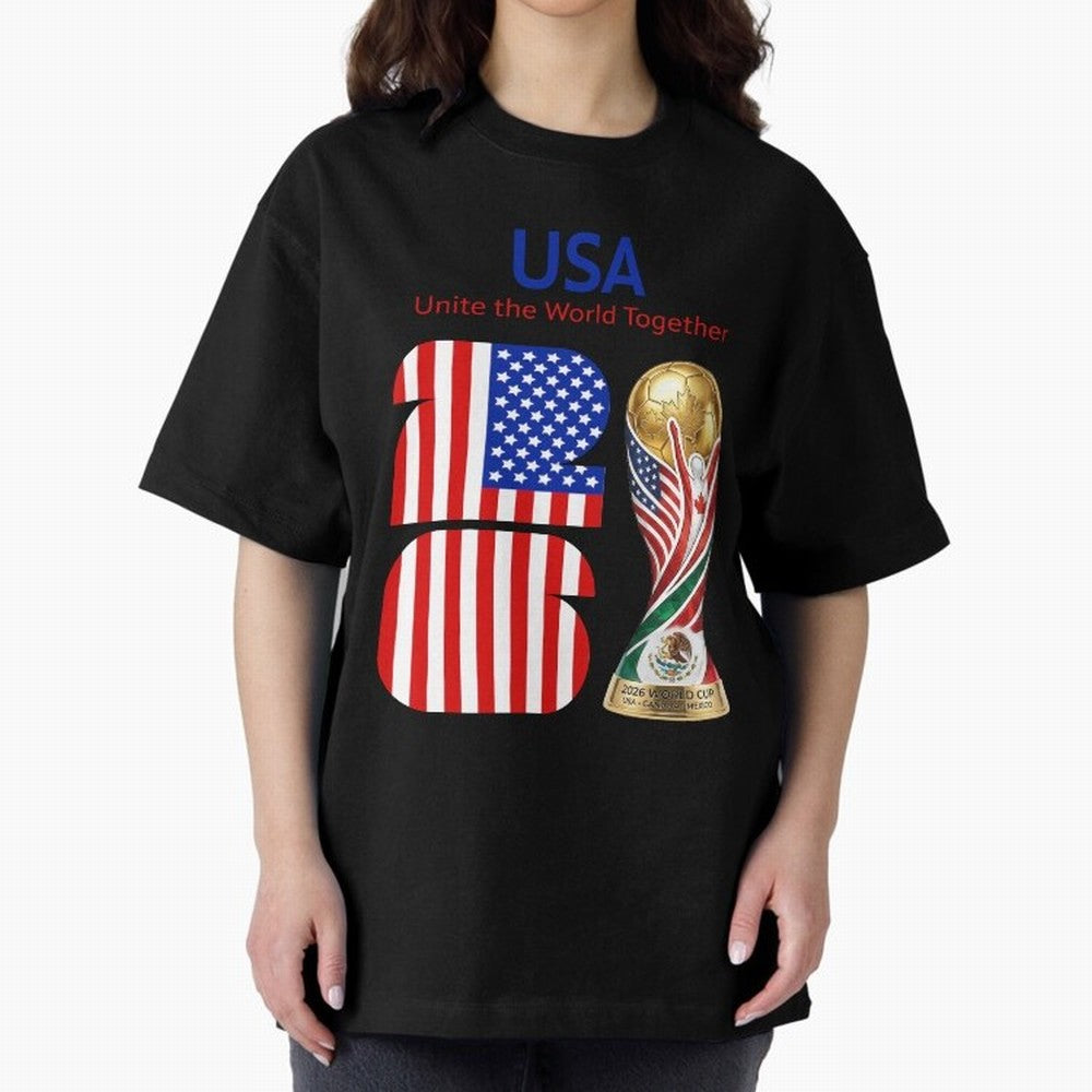 World Cup 2026, IMG 020, USA 001 Oversized T-Shirt Bring Global Tournament Vibes to FIFA World Cup 2026 for Fans of Messi and Portugal, Bringing Classic Soccer Heritage, Championship Pressure, Fan Loyalty and International Pride; Perfect for
