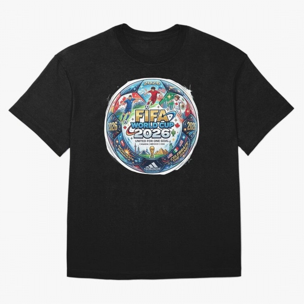 FIFA World Cup 2026 Official Match Ball Concept Art - Canada Mexico USA Oversized T-Shirt Represent the Passion of Global Football Passion for FIFA World Cup 2026, Inspired by Neymar, Haaland and Cristiano Ronaldo, France and Portugal, Championship