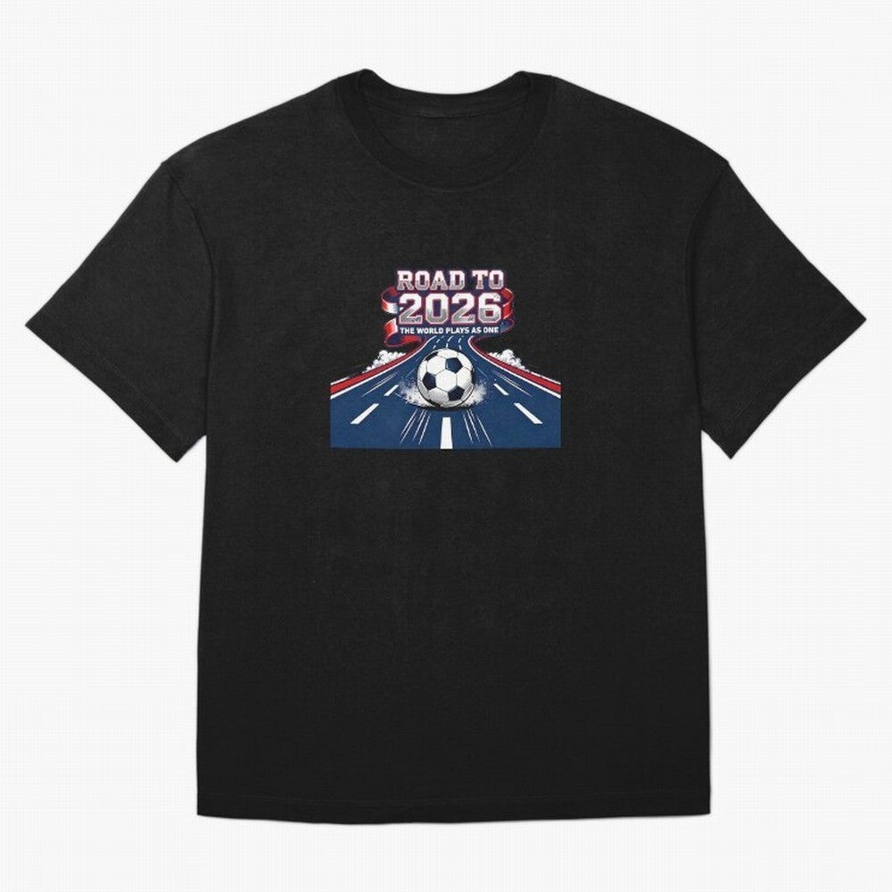 Road To 2026 The World Plays As One Oversized T-Shirt Celebrate the Magic of FIFA World Cup 2026 USA Canada Mexico for Fans of CR7 and Messi and Portugal, Bringing Game Day Rituals, Football Legends, Country Pride and the Road to the Final; Made