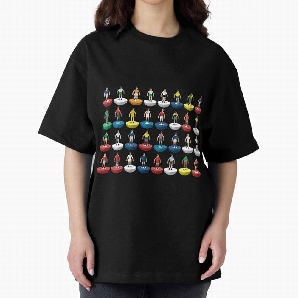World Subbuteo players Oversized T-Shirt Make Memories around FIFA World Cup 2026 USA Canada Mexico Spirit, Driven by Portugal, Spain and Germany, Mbappe and Neymar, Championship Spirit, Famous Goals, Roaring Crowds and International Football