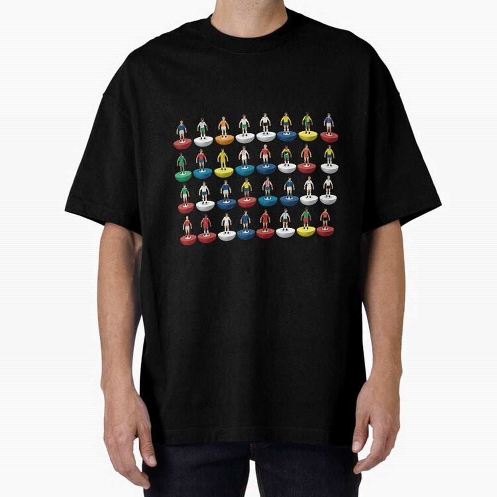 World Subbuteo players Oversized T-Shirt Make Memories around FIFA World Cup 2026 USA Canada Mexico Spirit, Driven by Portugal, Spain and Germany, Mbappe and Neymar, Championship Spirit, Famous Goals, Roaring Crowds and International Football