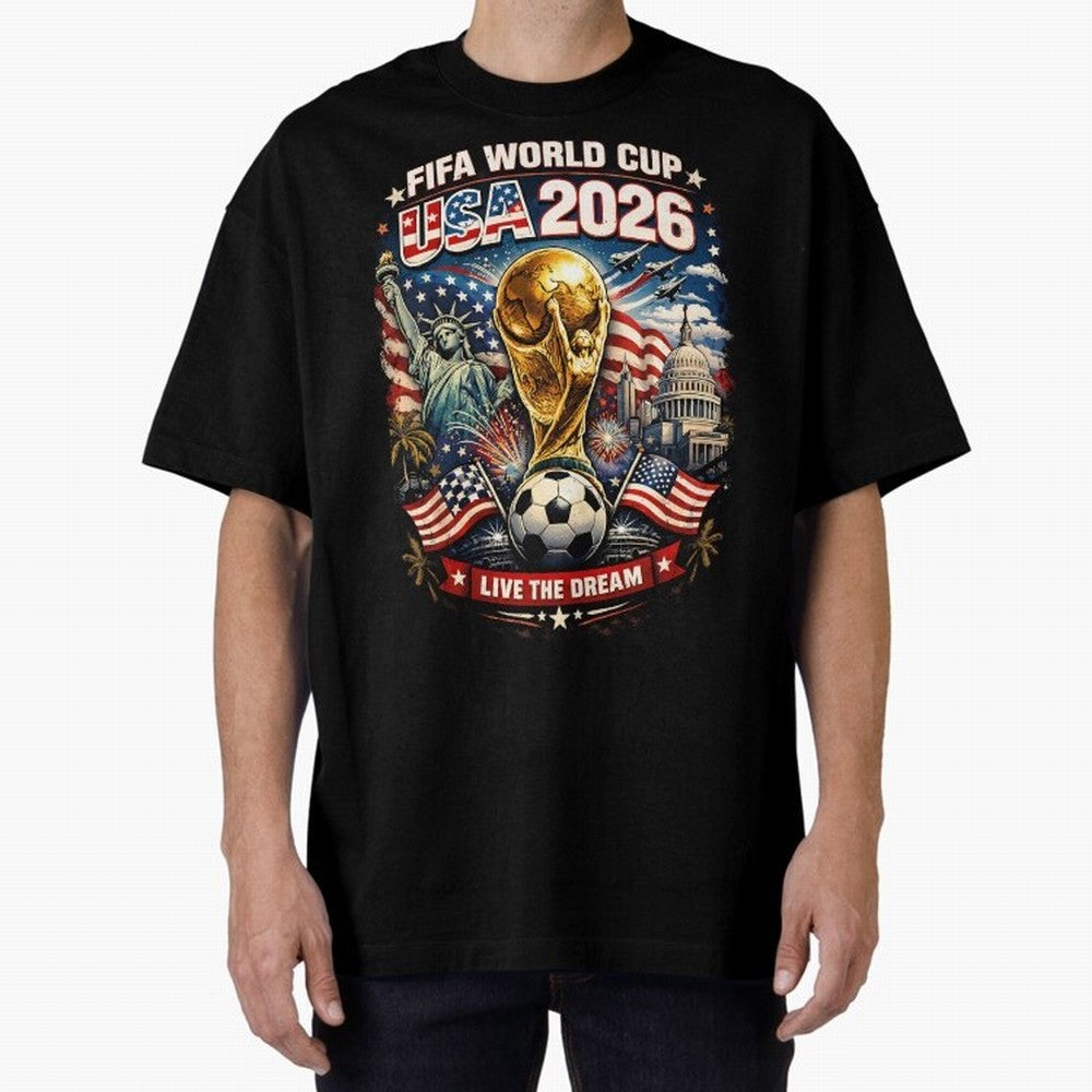 Fifa World Cup USA 2026 Colour Oversized T-Shirt Make Your Look Match Global Football Passion for FIFA World Cup 2026 USA Canada Mexico, Inspired by Haaland and Mbappe, England and Germany, Global Supporter Spirit, Legendary Goals, National Colors