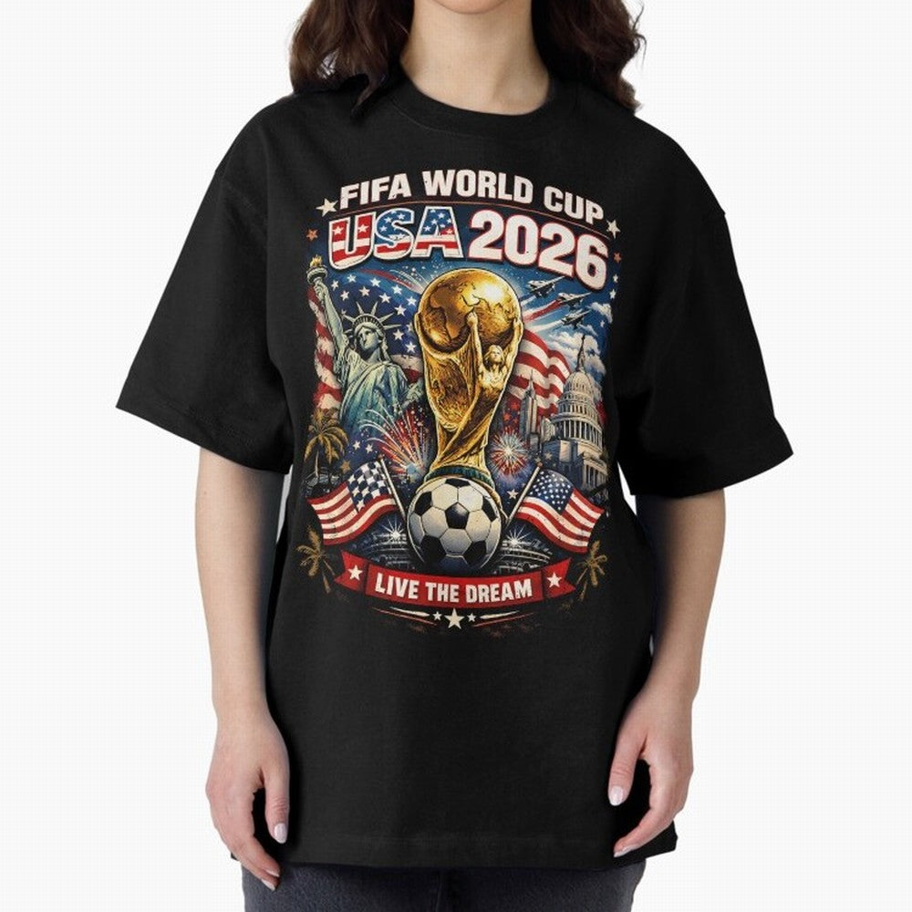 Fifa World Cup USA 2026 Colour Oversized T-Shirt Make Your Look Match Global Football Passion for FIFA World Cup 2026 USA Canada Mexico, Inspired by Haaland and Mbappe, England and Germany, Global Supporter Spirit, Legendary Goals, National Colors