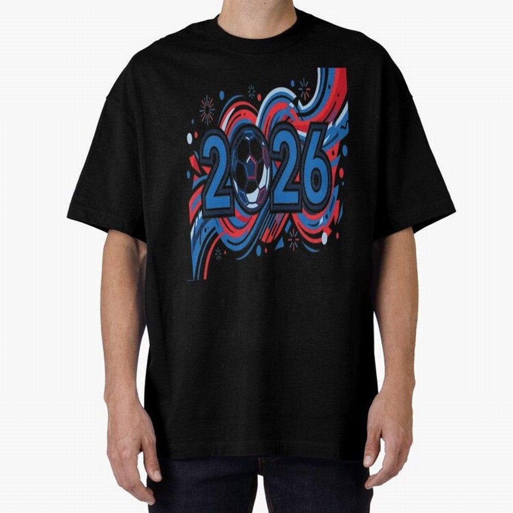 Football 2026 Oversized T-Shirt Stand Proud for FIFA World Cup 2026 Spirit, Filled with Portugal, Spain and Germany, Neymar, Haaland and Cristiano Ronaldo, Football Festival Excitement, Trophy Ambitions, Country Rivalries and Star Player Buzz; Made
