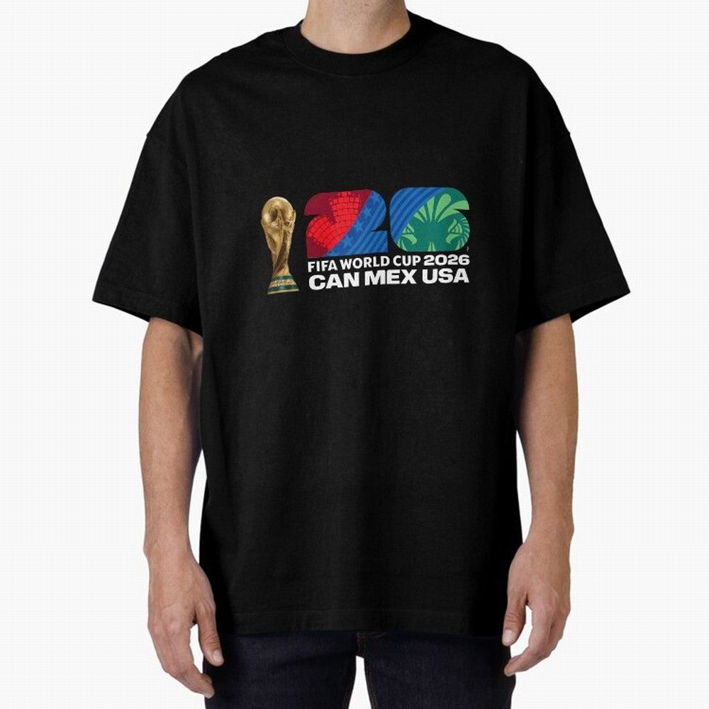 World Cup26 Host Country Trophy Oversized T-Shirt Honor Champions and Dreams in the FIFA World Cup 2026 USA Canada Mexico Journey through Neymar, Haaland and Cristiano Ronaldo Highlights, England, France and Netherlands Pride, Goal Celebration
