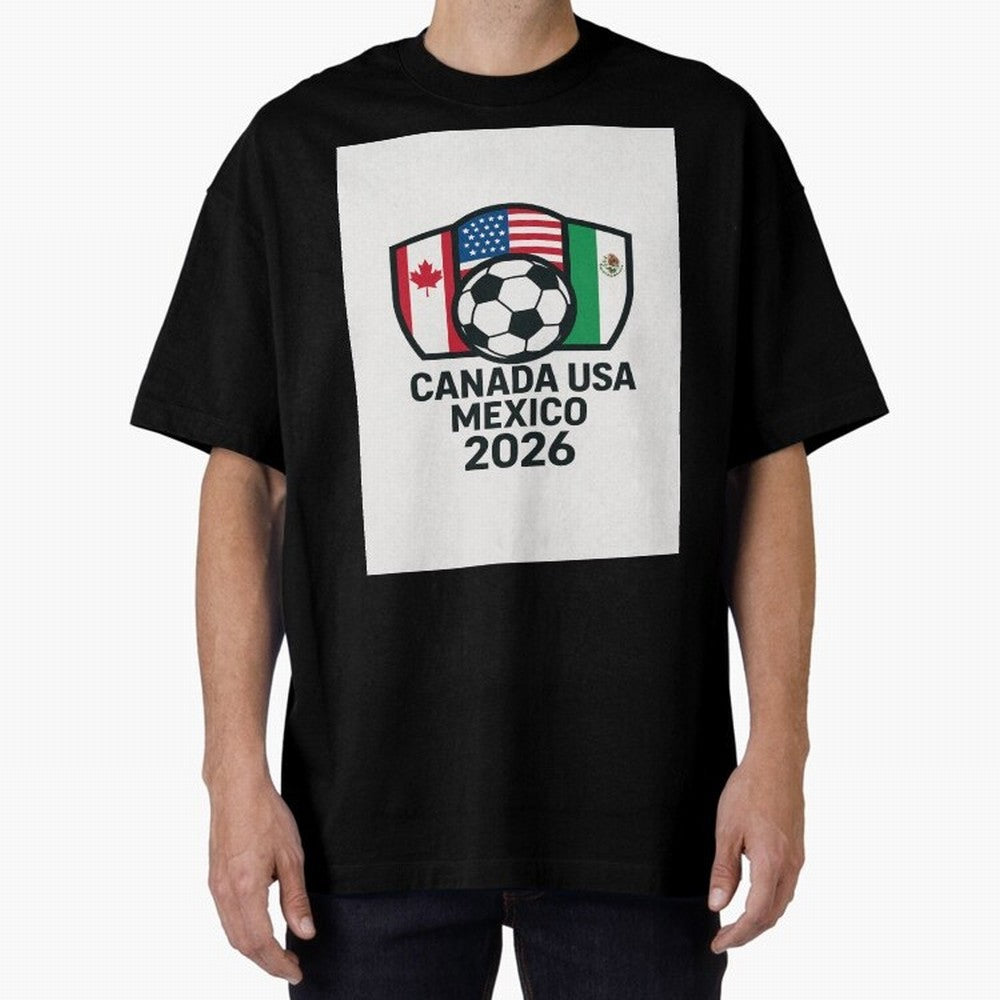 World Cup Soccer 2026 Canada USA Mexico Design Oversized T-Shirt Mark FIFA World Cup 2026 Spirit, Capturing England, France and Netherlands, Mbappe, Sports Nostalgia, International Competition, Famous Players and Unforgettable Victories; Great for