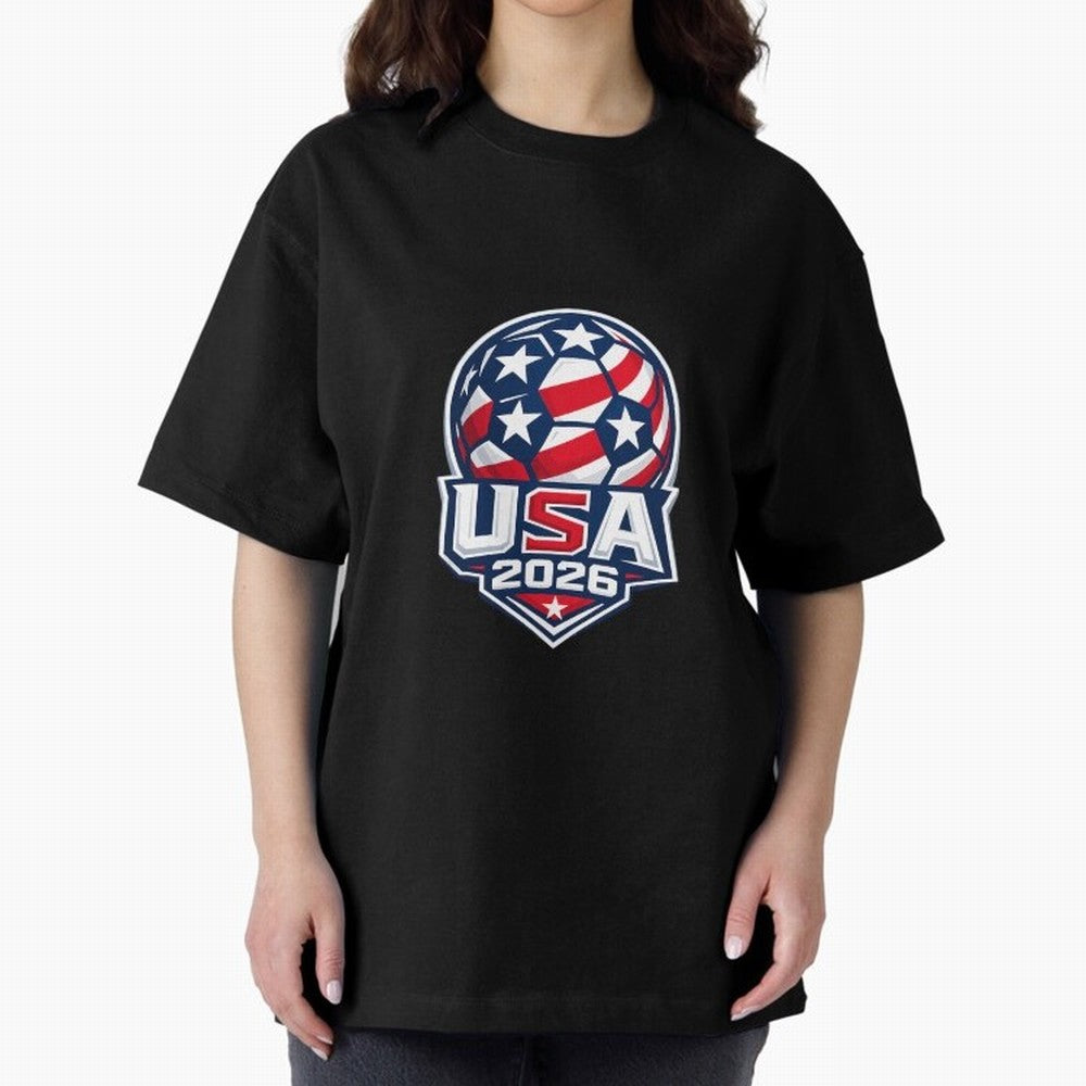 Usa 2026 World Cup - Star Spangled Soccer - American Host Fan Oversized T-Shirt Share the Excitement of FIFA World Cup 2026 for Fans of Messi, CR7 and Mbappe and Spain and Netherlands, Bringing Sports Nostalgia, International Competition, Famous