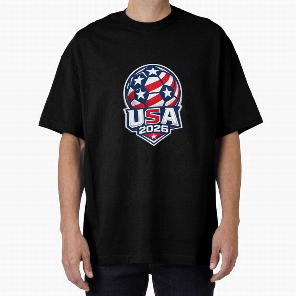 Usa 2026 World Cup - Star Spangled Soccer - American Host Fan Oversized T-Shirt Share the Excitement of FIFA World Cup 2026 for Fans of Messi, CR7 and Mbappe and Spain and Netherlands, Bringing Sports Nostalgia, International Competition, Famous