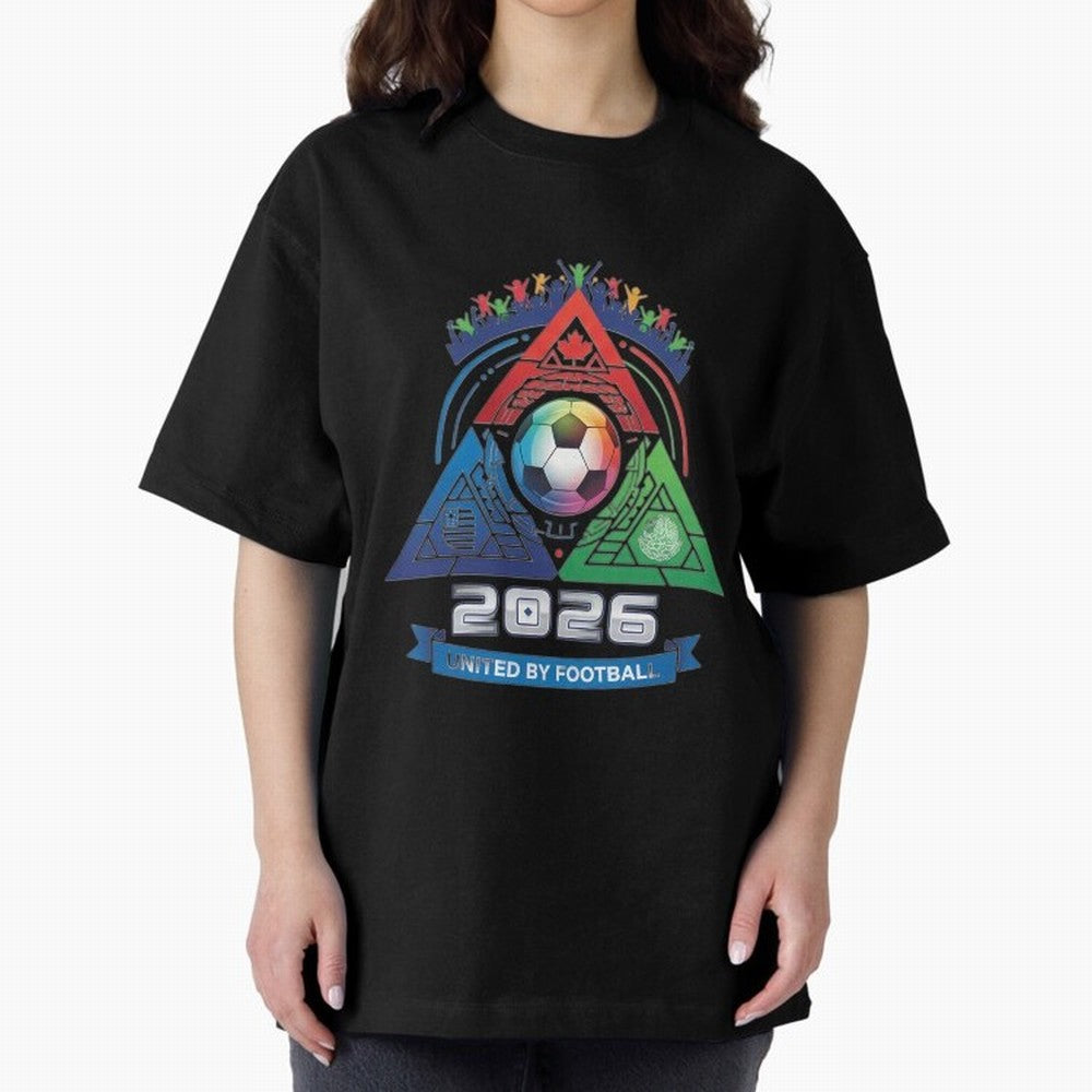 Triangular United By Football World Cup 2026 Emblem Oversized T-Shirt Enjoy FIFA World Cup 2026 Group Stage for Fans of Haaland and Mbappe and Germany, Bringing Worldwide Fan Energy, Dramatic Goals, Stadium Lights and Championship Celebrations;