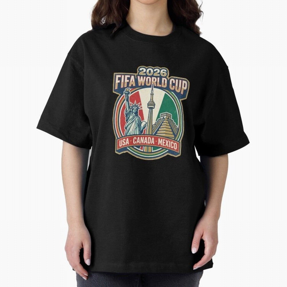 North America United Soccer 2026 Vintage Crest Oversized T-Shirt Fuel Match Day Hype around FIFA World Cup 2026 Group Stage, Mbappe, France and Portugal, Game Day Rituals, Football Legends, Country Pride and the Road to the Final; Perfect for