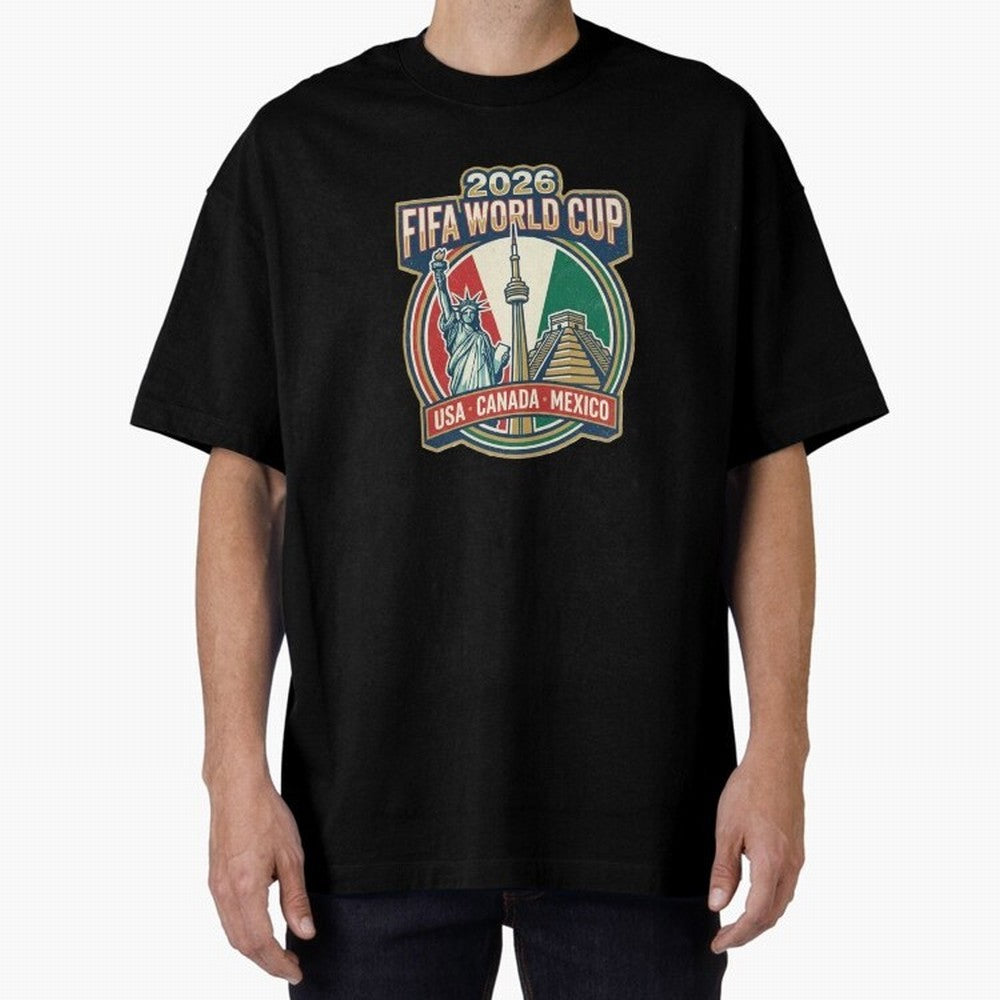 North America United Soccer 2026 Vintage Crest Oversized T-Shirt Fuel Match Day Hype around FIFA World Cup 2026 Group Stage, Mbappe, France and Portugal, Game Day Rituals, Football Legends, Country Pride and the Road to the Final; Perfect for