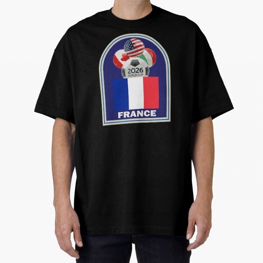 France 2026 Soccer T-shirt Oversized T-Shirt Celebrate FIFA World Cup 2026 Spirit, Connected to England, France and Netherlands, Neymar, Global Supporter Spirit, Legendary Goals, National Colors and Tournament Celebration; Great for Watch Parties,