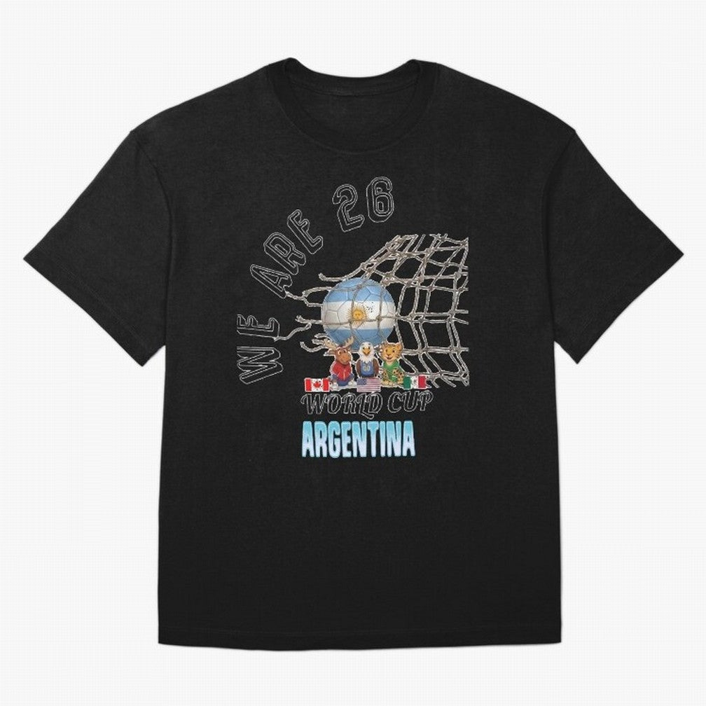 World Cup 26 - Argentina Oversized T-Shirt Feel the Heartbeat of FIFA World Cup 2026 USA Canada Mexico Highlighting CR7, England, France and Netherlands Energy, Championship Spirit, Famous Goals, Roaring Crowds and International Football Unity;