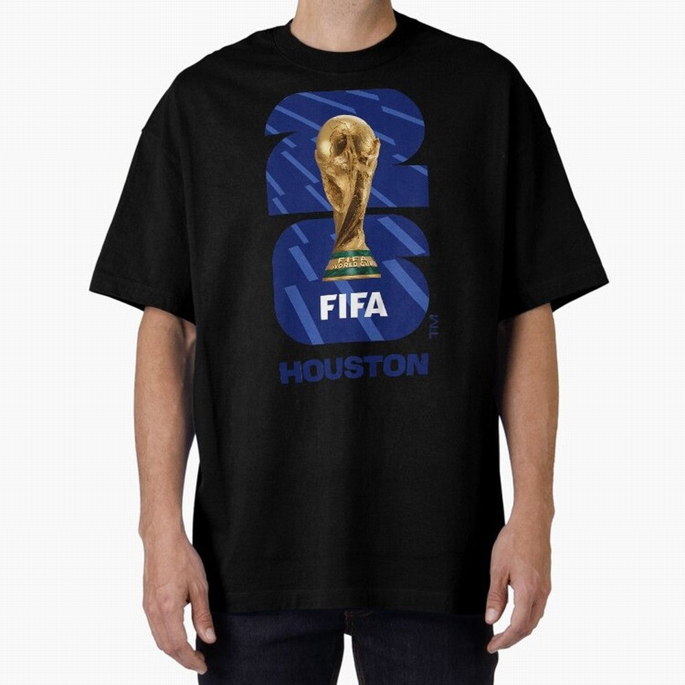 World Cup26 Houston Trophy Oversized T-Shirt Fuel Match Day Hype around FIFA World Cup 2026, Messi, CR7 and Mbappe, Germany, Fan Favorite Moments, National Team Passion, Big Match Drama and Soccer History; Made for Die Hard Supporters, Soccer