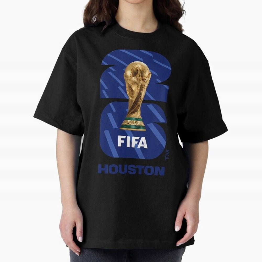 World Cup26 Houston Trophy Oversized T-Shirt Fuel Match Day Hype around FIFA World Cup 2026, Messi, CR7 and Mbappe, Germany, Fan Favorite Moments, National Team Passion, Big Match Drama and Soccer History; Made for Die Hard Supporters, Soccer