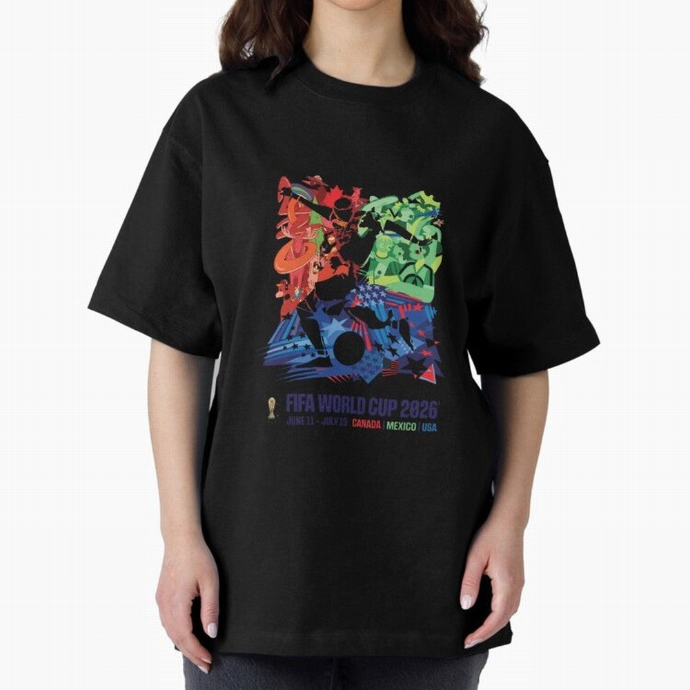 Host Nations Cultural Splash Art Oversized T-Shirt Show Match Day Excitement for FIFA World Cup 2026 Group Stage Spirit, Inspired by Brazil, Portugal and Argentina, Cristiano Ronaldo, Haaland and CR7, Championship Spirit, Famous Goals, Roaring