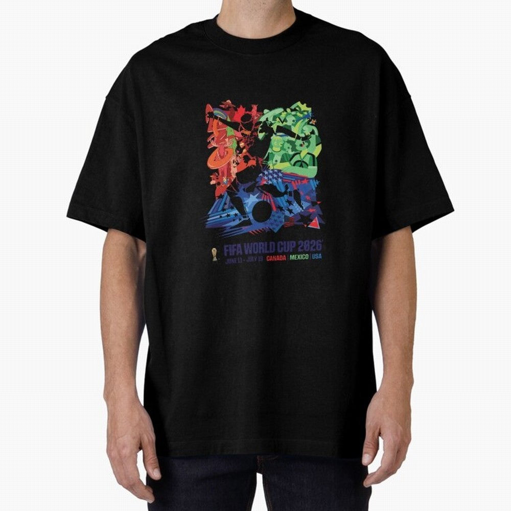 Host Nations Cultural Splash Art Oversized T-Shirt Show Match Day Excitement for FIFA World Cup 2026 Group Stage Spirit, Inspired by Brazil, Portugal and Argentina, Cristiano Ronaldo, Haaland and CR7, Championship Spirit, Famous Goals, Roaring