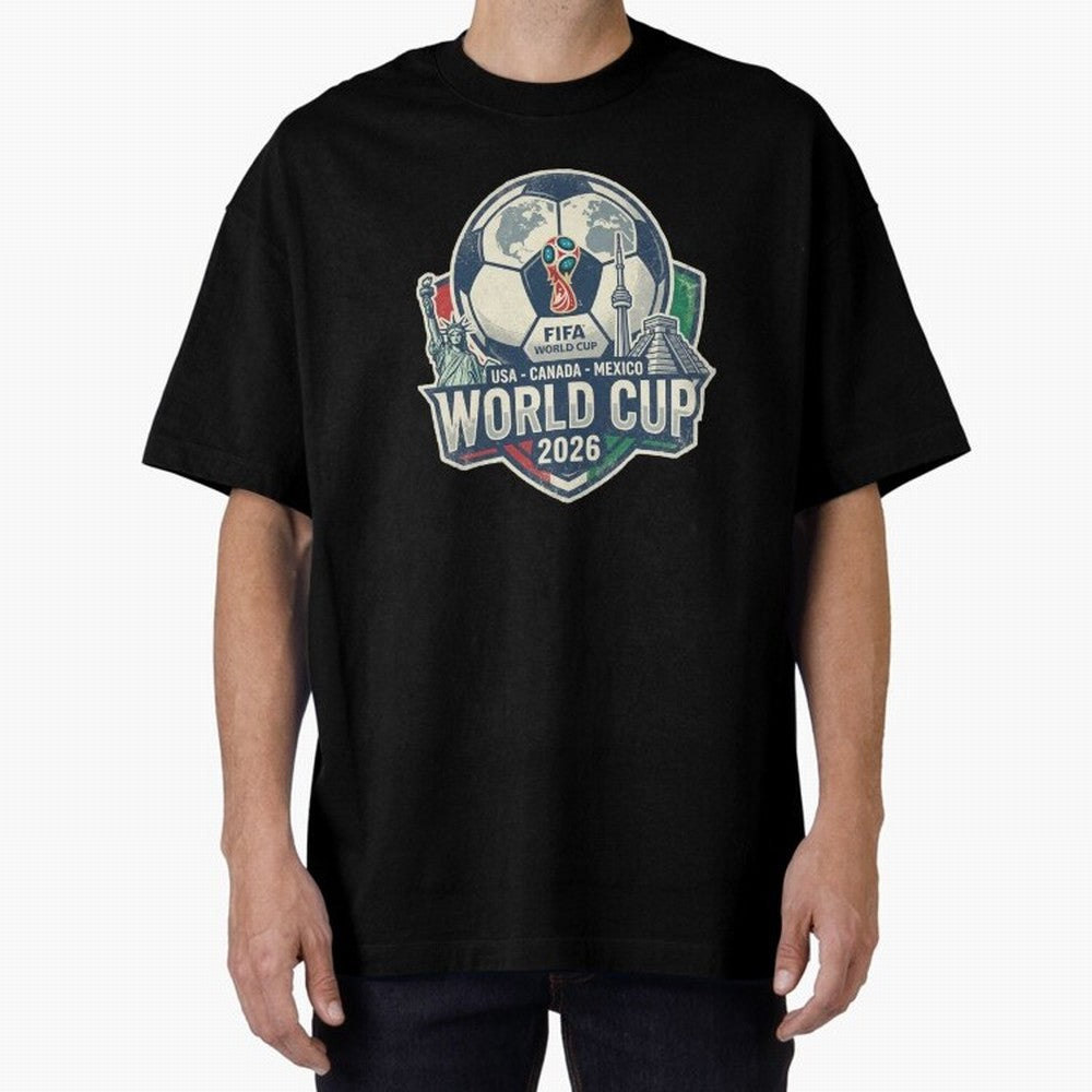 North America United Soccer 2026 Vintage Crest Oversized T-Shirt Represent FIFA World Cup 2026 Group Stage Filled with Mbappe, Germany Energy, Match Day Excitement, Supporter Culture, Golden Goals and Global Football Passion; Built for Supporters