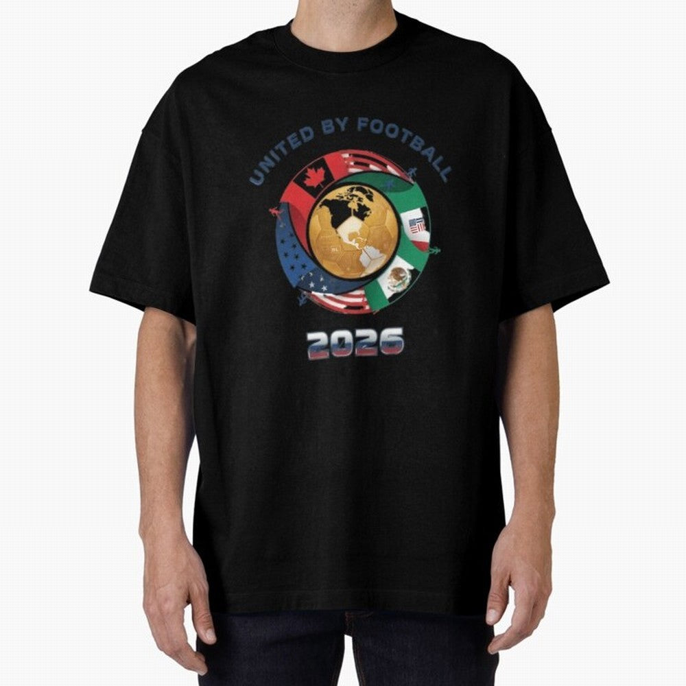 United By Football 2026 Oversized T-Shirt Elevate FIFA World Cup 2026 with Messi and Cristiano Ronaldo, Spain Energy, Sports Nostalgia, International Competition, Famous Players and Unforgettable Victories; Built for Supporters Chasing Trophy