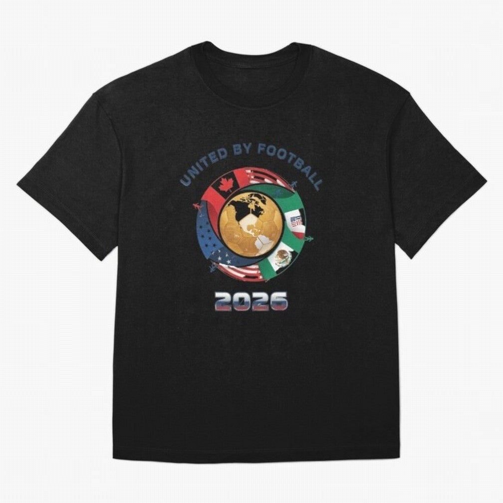 United By Football 2026 Oversized T-Shirt Elevate FIFA World Cup 2026 with Messi and Cristiano Ronaldo, Spain Energy, Sports Nostalgia, International Competition, Famous Players and Unforgettable Victories; Built for Supporters Chasing Trophy
