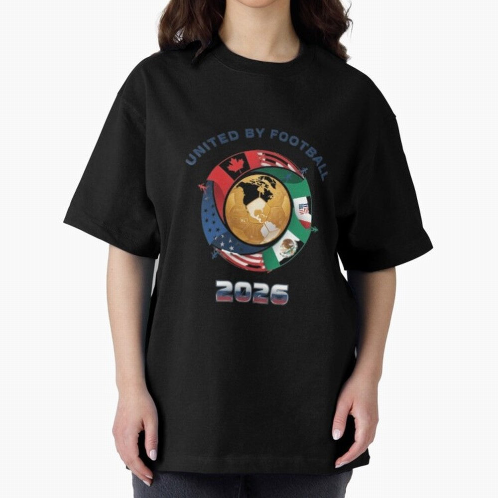 United By Football 2026 Oversized T-Shirt Make Every Match About Global Football Passion for FIFA World Cup 2026, with Mbappe and Neymar, England, France and Netherlands, Championship Spirit, Famous Goals, Roaring Crowds and International Football