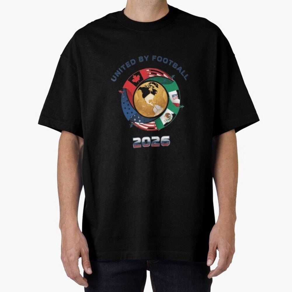 United By Football 2026 Oversized T-Shirt Make Every Match About Global Football Passion for FIFA World Cup 2026, with Mbappe and Neymar, England, France and Netherlands, Championship Spirit, Famous Goals, Roaring Crowds and International Football