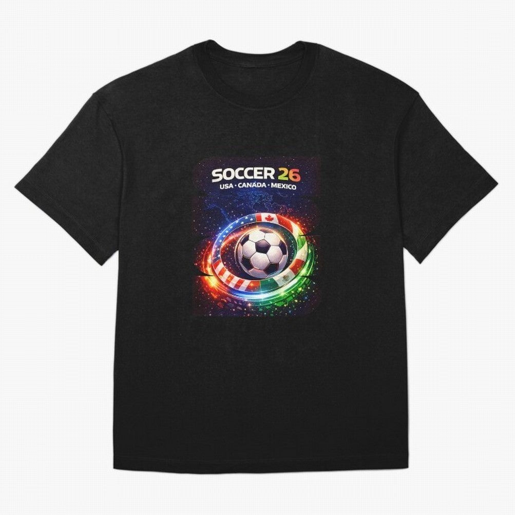North America Soccer 2026 Soccer 26 Usa Canada Mexico Fan United 2026 Soccer Oversized T-Shirt Represent Football Lovers during the FIFA World Cup 2026 Journey through CR7 and Messi Highlights, France and Portugal Pride, Goal Celebration Energy,