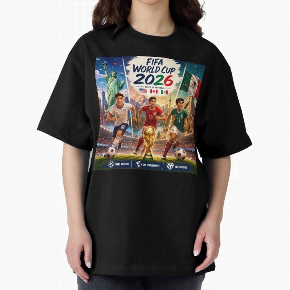 United by Football 2026 #football 2026 Oversized T-Shirt Represent Global Football Passion for FIFA World Cup 2026 USA Canada Mexico, Made for Messi, CR7 and Mbappe, Spain and Netherlands, Classic Soccer Heritage, Championship Pressure, Fan Loyalty