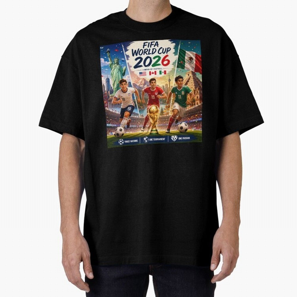 United by Football 2026 #football 2026 Oversized T-Shirt Represent Global Football Passion for FIFA World Cup 2026 USA Canada Mexico, Made for Messi, CR7 and Mbappe, Spain and Netherlands, Classic Soccer Heritage, Championship Pressure, Fan Loyalty