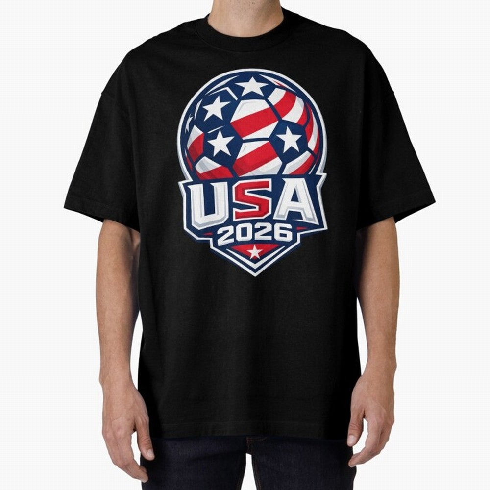 USA 2026 World Cup T-Shirt - Star Spangled Soccer Design - American Host Fan Tee Oversized T-Shirt Show Your Stadium Side during the FIFA World Cup 2026 Journey through Haaland and Mbappe Highlights, England and Germany Pride, Tournament Hype,