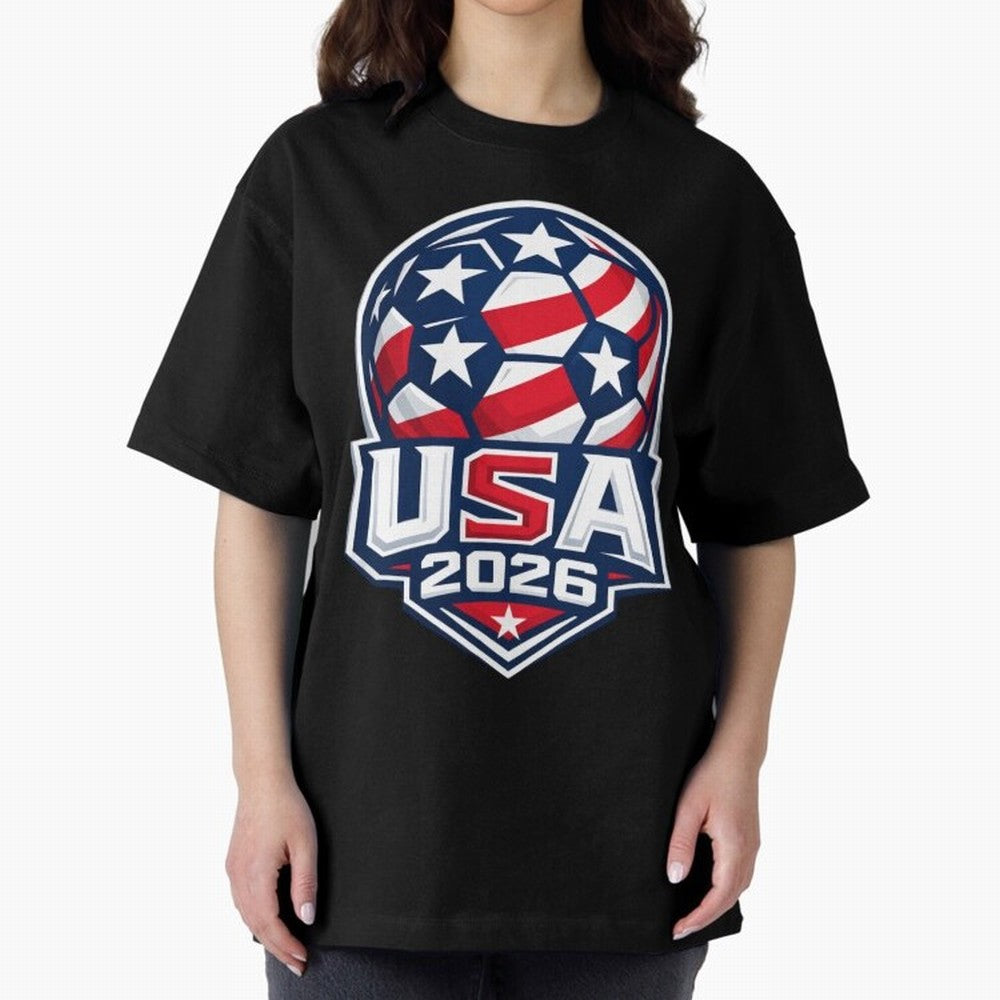 USA 2026 World Cup T-Shirt - Star Spangled Soccer Design - American Host Fan Tee Oversized T-Shirt Show Your Stadium Side during the FIFA World Cup 2026 Journey through Haaland and Mbappe Highlights, England and Germany Pride, Tournament Hype,